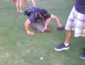 Guy at Coachella is so wasted he can't put on his sandals.