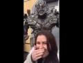 Megatron at Universal Studios Hollywood goes off on a woman trying to take a selfie.