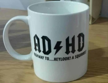 Great coffee mug for your ADHD friend who is an AC/DC fan.