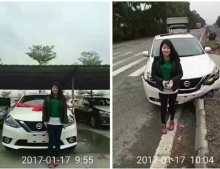 Asian woman gets a new car.