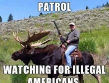 Canadian border patrol watching for illegal Americans.