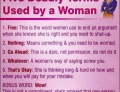 Five deadly terms used by a woman.