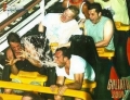 Guy On Roller Coaster Pukes Up His Lunch And The Other Riders Get A Taste.