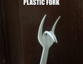 How to transform a plastic fork into a metal one.