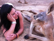 Kangaroo And A Pretty Woman. It's Not Weird At All.