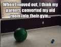 Parents turned their childs old room into a gym after he moved out.