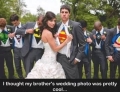 Possibly the best wedding photo of all time featuring many superheroes in disguise.