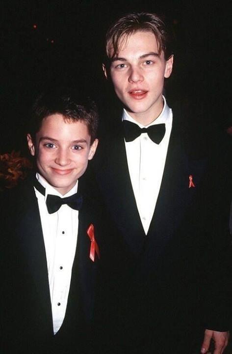 Elijah Wood and Leonardo DiCaprio at the Academy Awards in 1994.