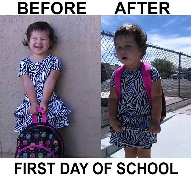 First day of school before and after pics.