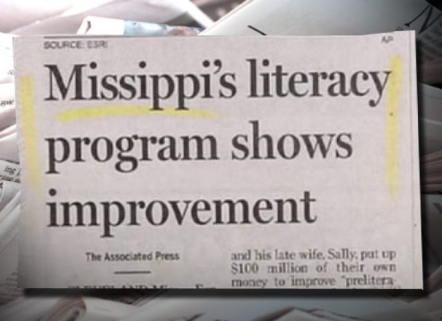The literacy program in Mississippi is showing improvement. Not.