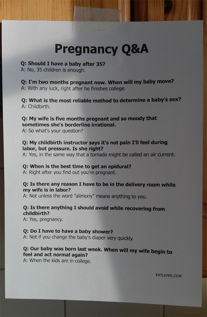 10 Questions about pregnancy with 10 hilarious answers.