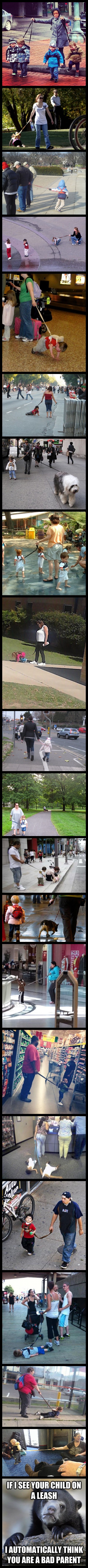 20 Pictures of people who like to keep their children on a leash like a dog.