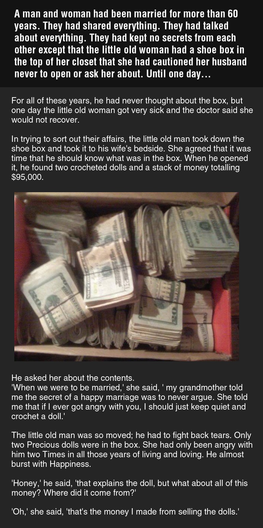 A man and a woman married for more than 60 years show us what true love is all about.