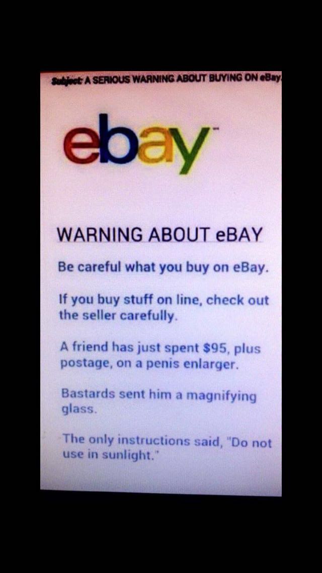 A serious warning about buying on eBay.