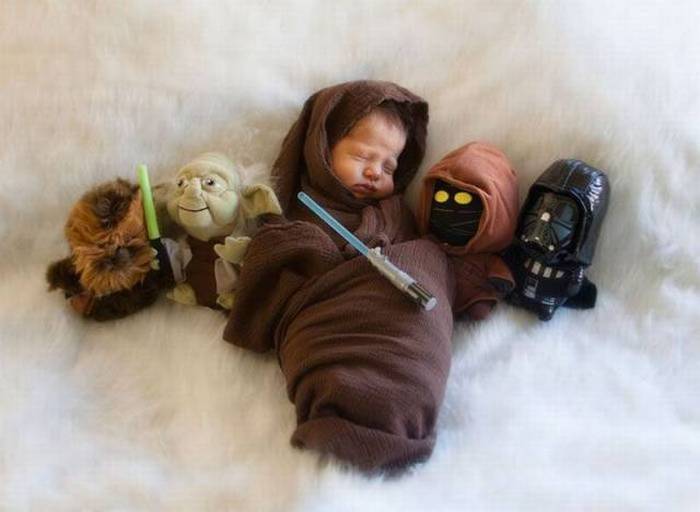 A very young Jedi in training.
