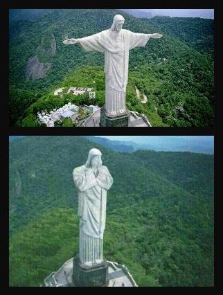 After Brazil's humiliating loss to Germany in the World cup their famous statue has changed