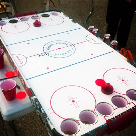 Alcohockey Is The Canadian Version Of Beer Pong.