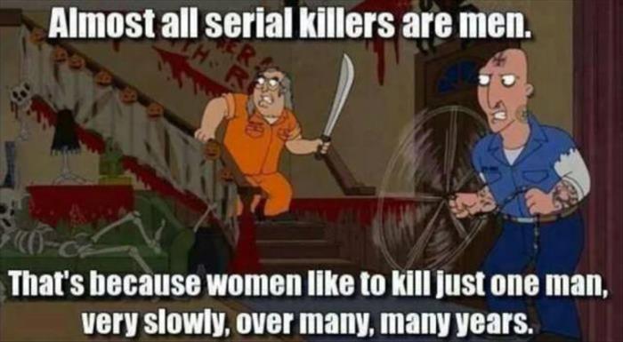 Almost all serial killers are men.
