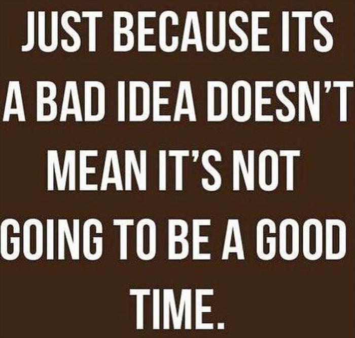 Bad ideas can often be fun.