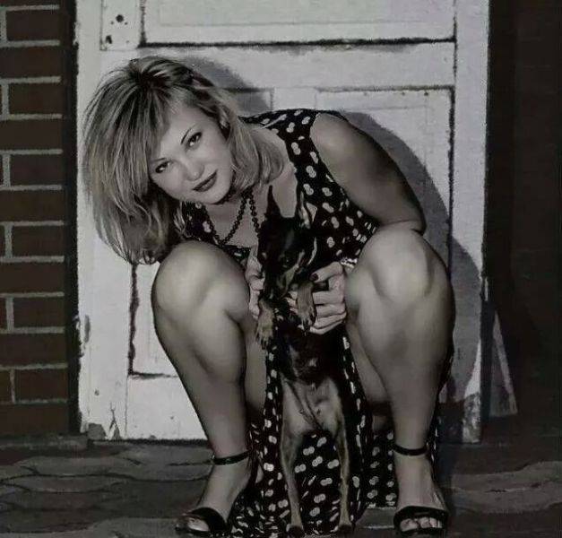 Beautiful woman and her dog.