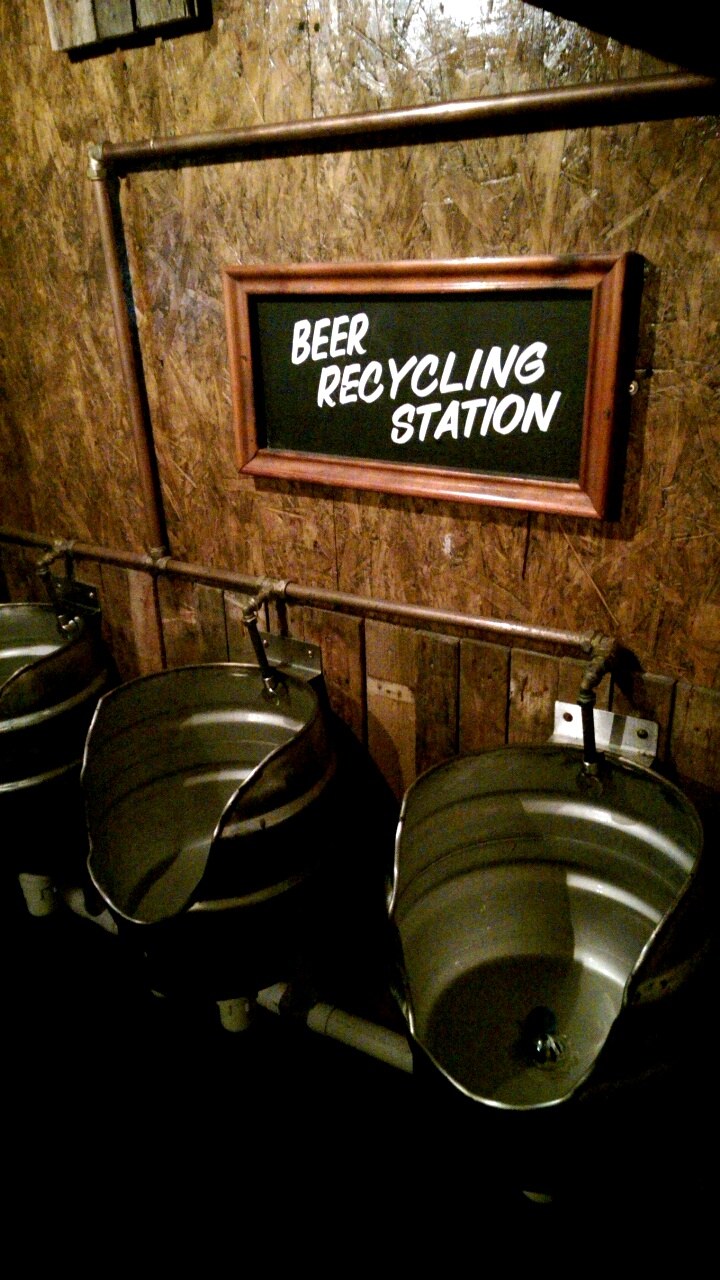 Beer recycling station in this bar can really help increase profit margins.