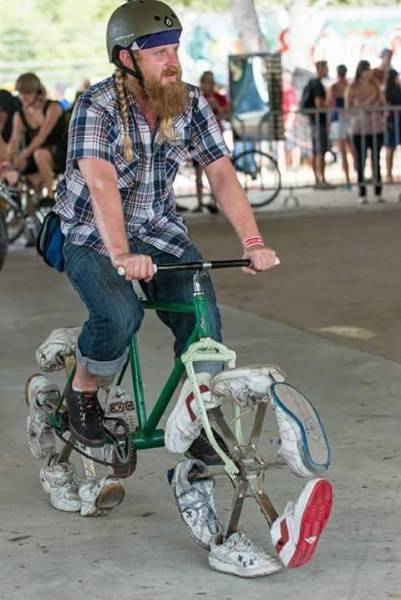 Bicycling shoes guaranteed never to go flat.