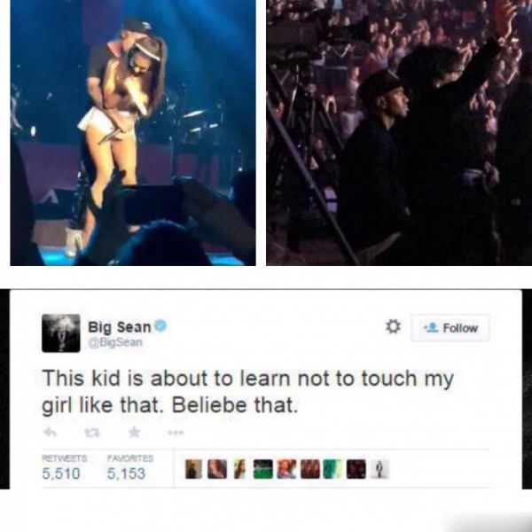 Big Sean calls out Justin Bieber for getting a bit too close to his girlfriend Ariana Grande.