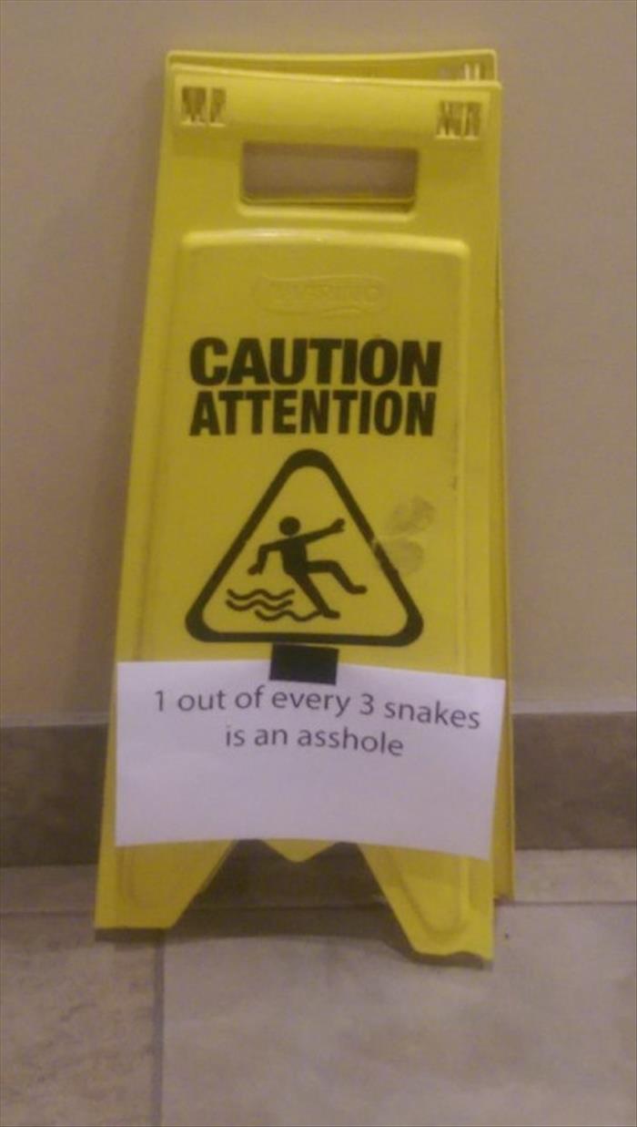 Caution! 1 out of every 3 snakes is an asshole.