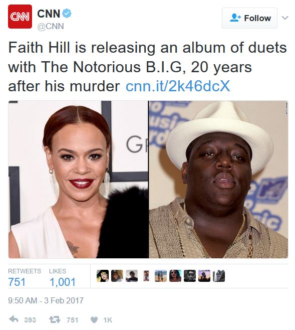 CNN thinks Faith Evans is Faith Hill.