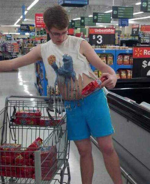 Cookie Monster fashion rebel spotted at Walmart.