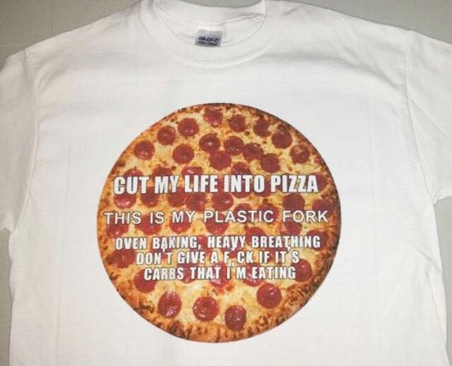 Pizza shirt with lyrics inspired by Linkin Park.