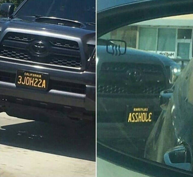 Cryptic license plate.