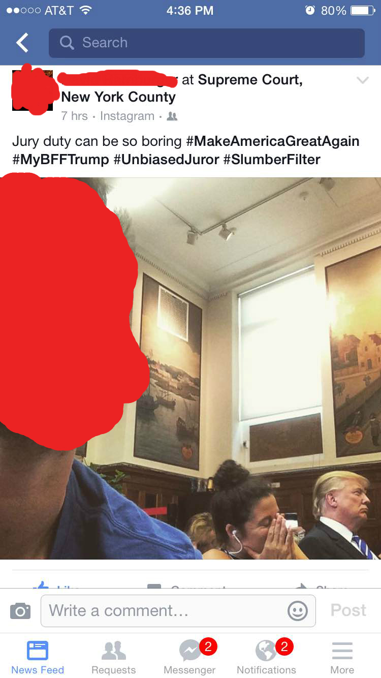 Donald Trump looks bored at jury duty and may be upset he wasn't nominated.