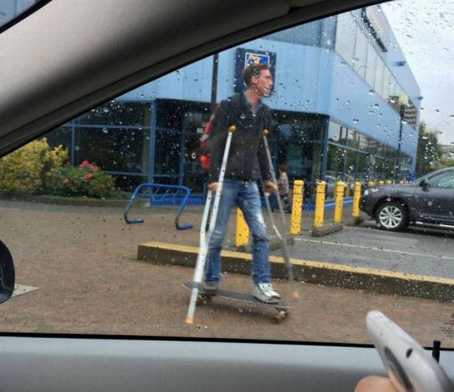 Don't let crutches keep you down. Skate or die.