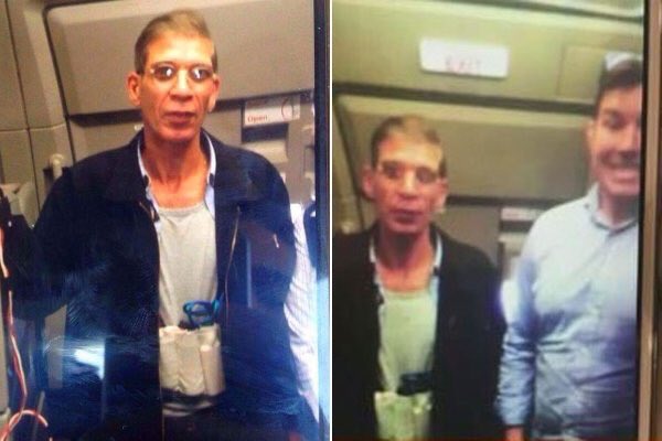 EgyptAir hijacker takes selfie with passenger.