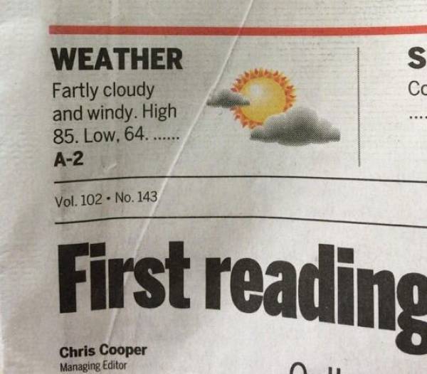 Fartly cloudy and windy.