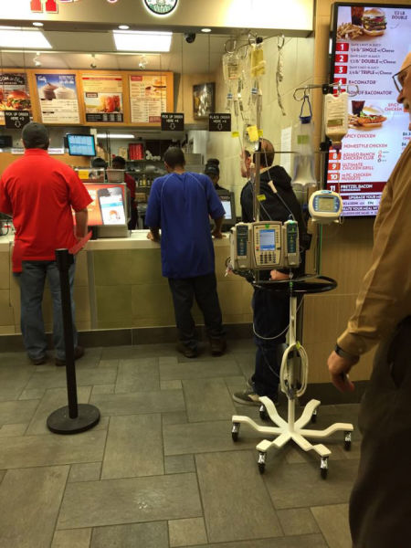 Fast Food Establishments located in hospitals seems like a conflict of interest but it is a great form of job security. 