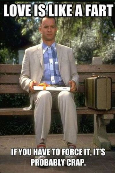 Forrest Gump always said love is like a fart....