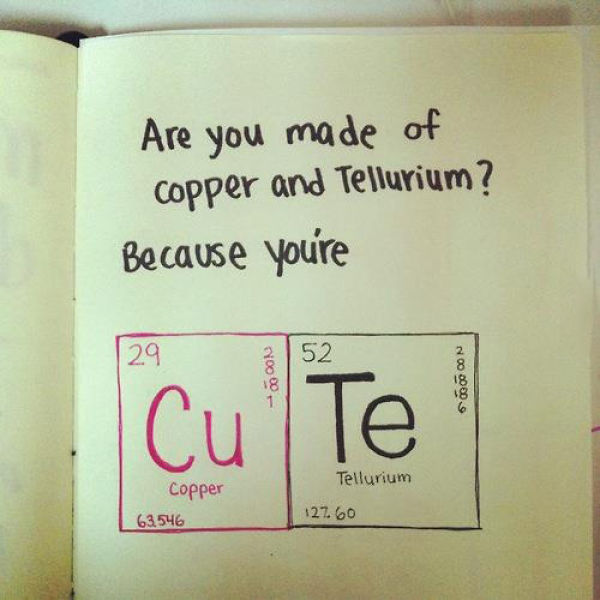 Great way to pick up a woman who knows her periodic table.