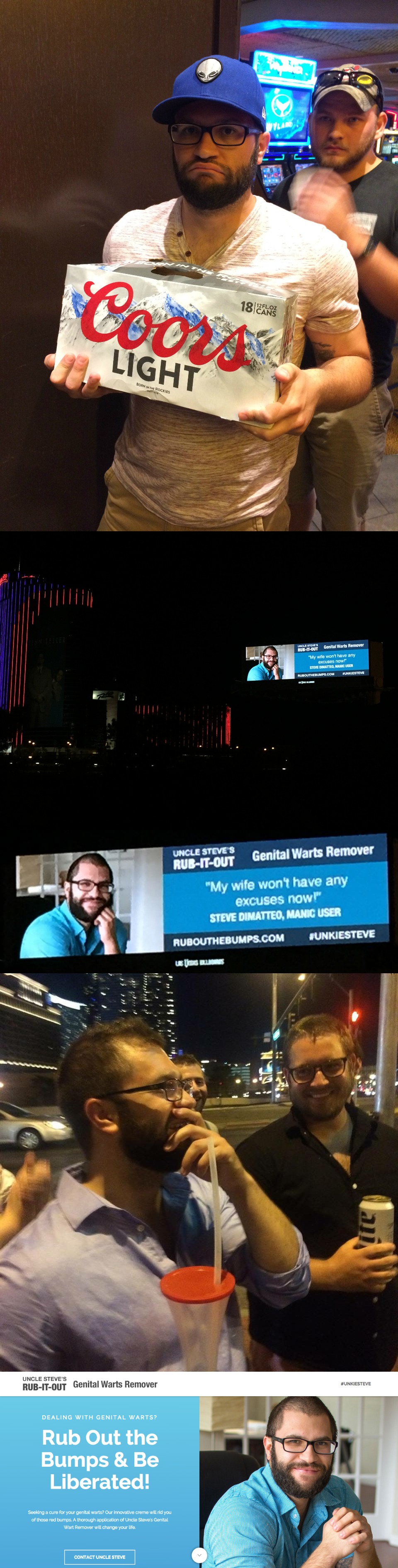 Friends rent billboard on Las Vegas strip for epic bachelor party prank. Congrats UnkieSteve!