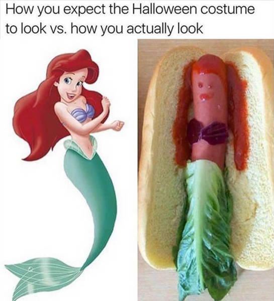 Halloween costume expectation vs reality.