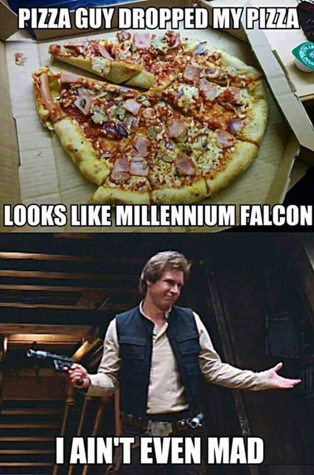 Han Solo aint even mad the delivery guy dropped his pizza.