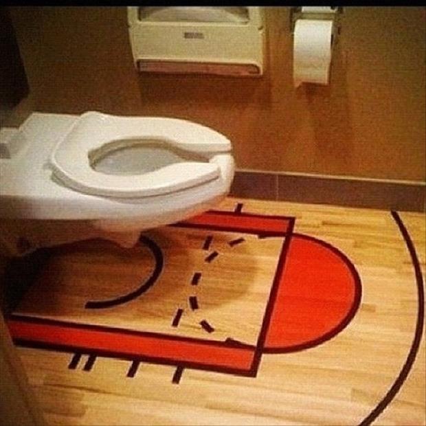 Here is a great bathroom idea for those hardcore basketball fans. 