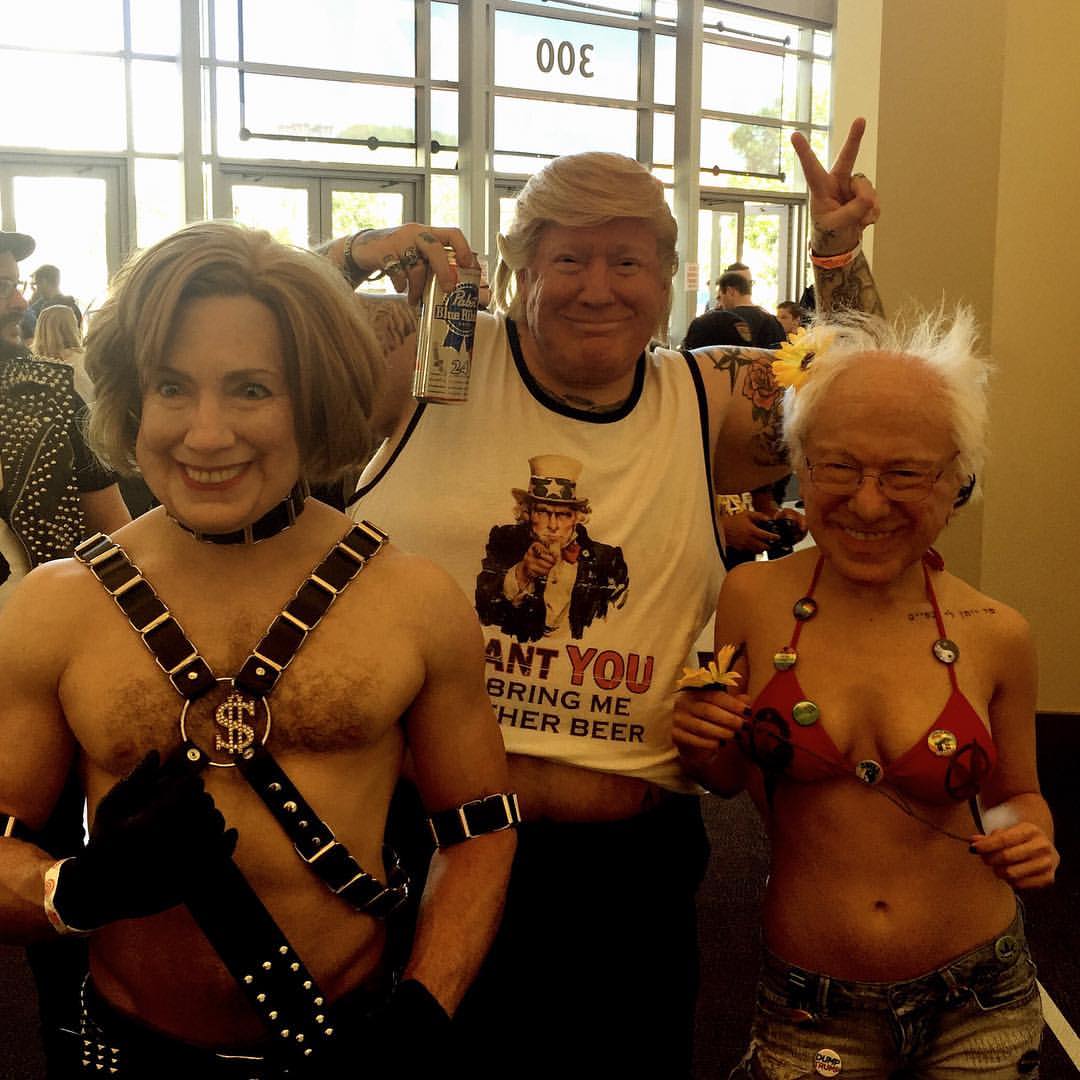 Hillary Clinton, Donald Trump and Bernie Sanders having some fun at Monsterpalooza.