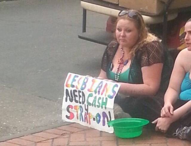 Horny lesbians need cash.