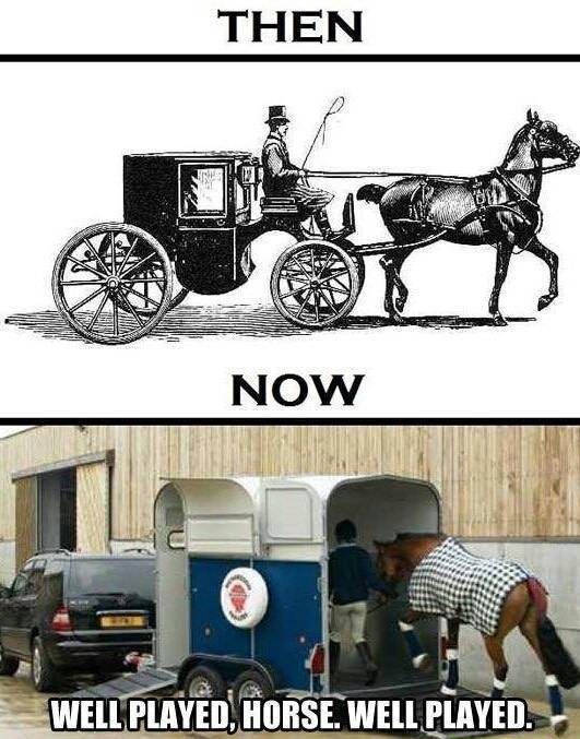 Horse and human role reversal. Well played, horse.