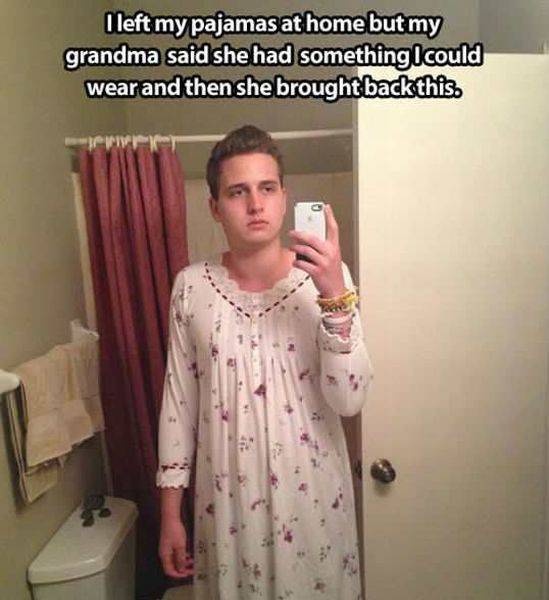 I left my pajamas at home but grandma said she had something I could wear.
