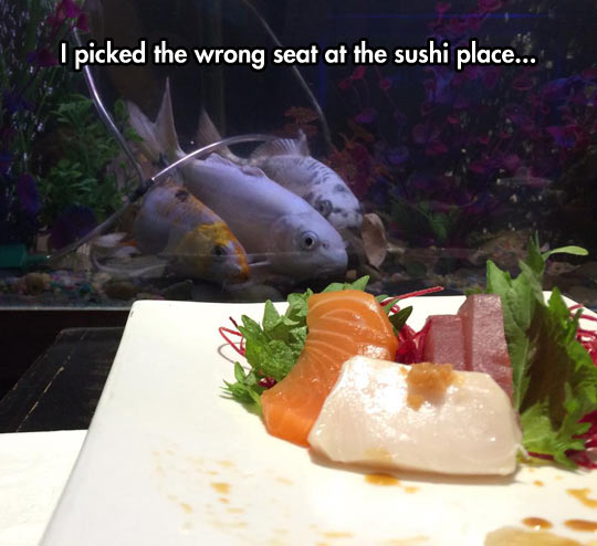I picked the wrong seat at the sushi place.