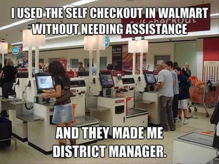 I used the self checkout in Walmart without needing assistance.
