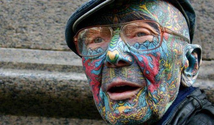 If you've ever wondered what someone with face tattoos would look like when they're old.